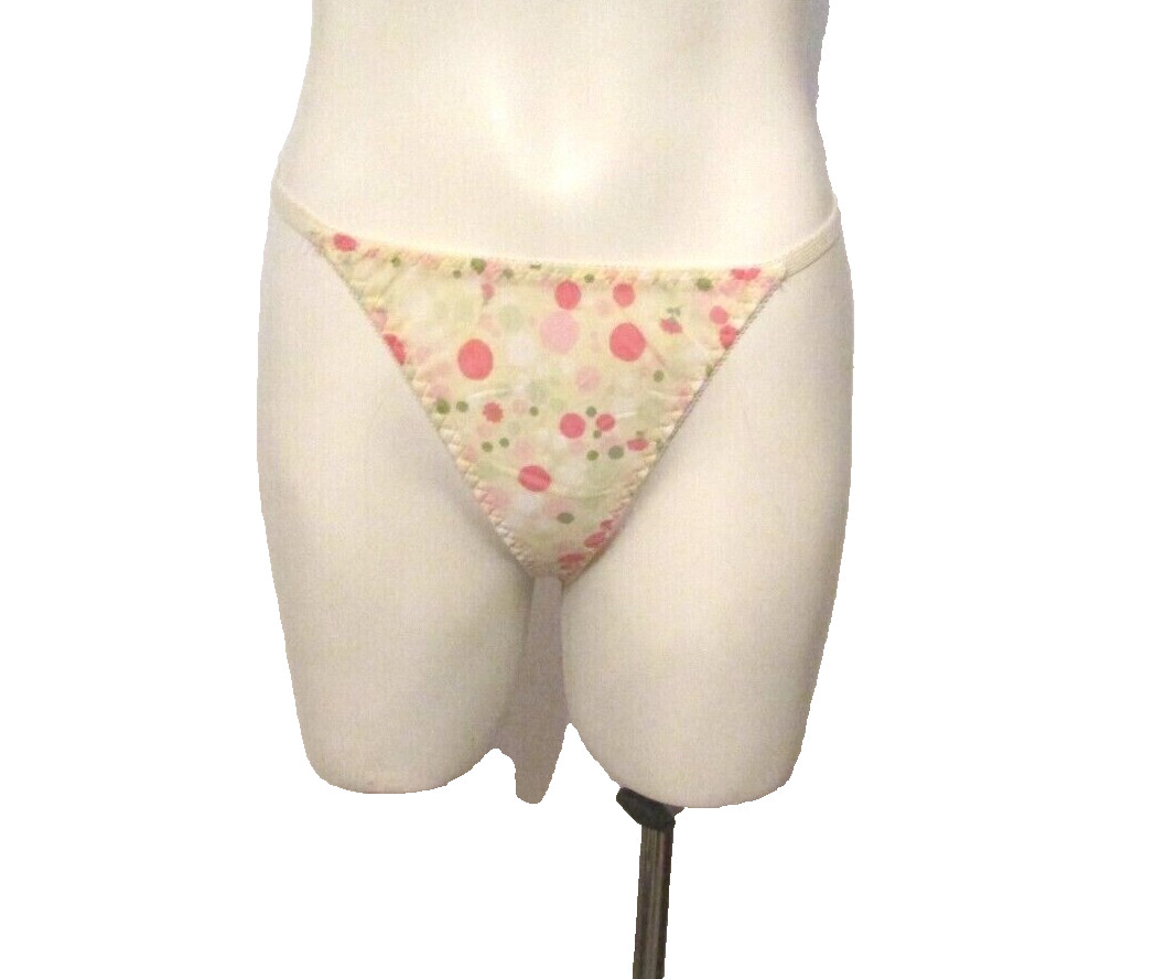 80s Sanmark Stardust Semi-Sheer Floral Chiffon V-G-String Thong Bikini Panties M
