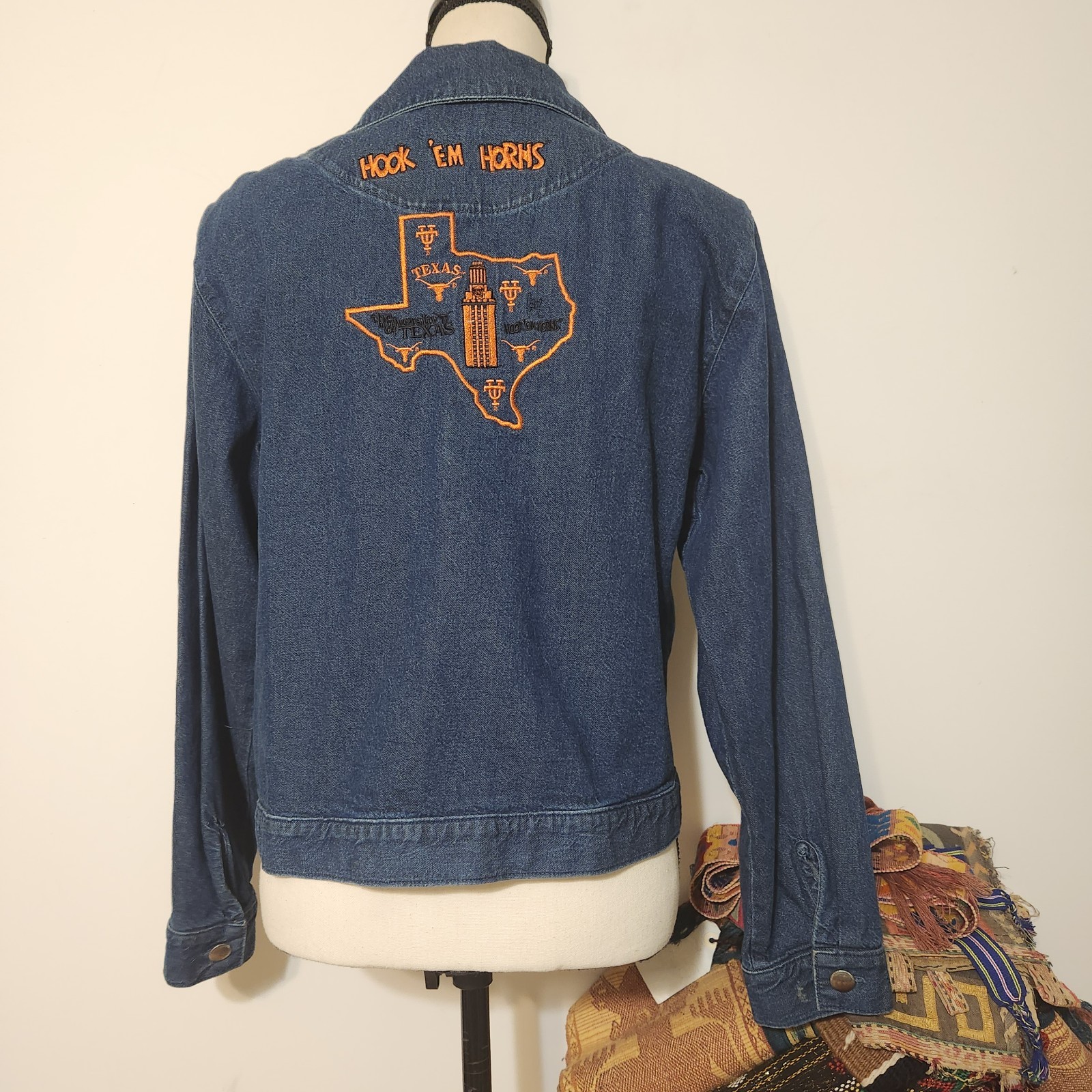 Vintage 90s Gotcha Covered Texas Embroidered Denim Jacket Womens M