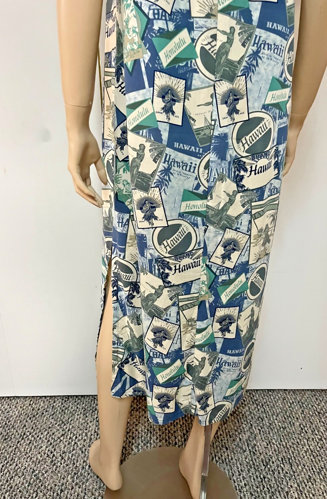 Vintage 1960s Hilo Hattie Hawaiian Cotton Muu Muu Dress Small Bust to 38