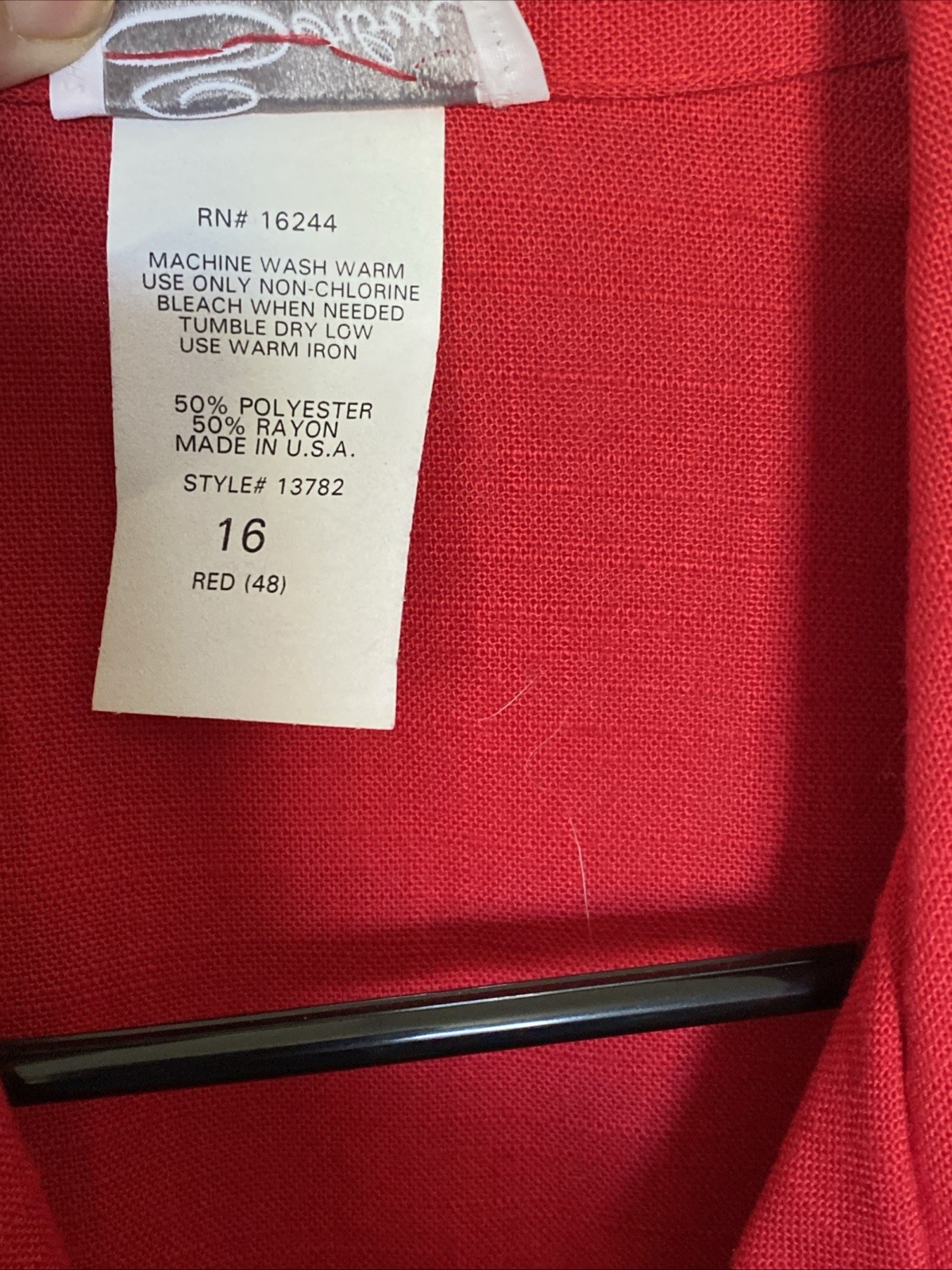 Vintage Serben Size 16 New Red Straight Line Dress Classy Linen Look Made in USA