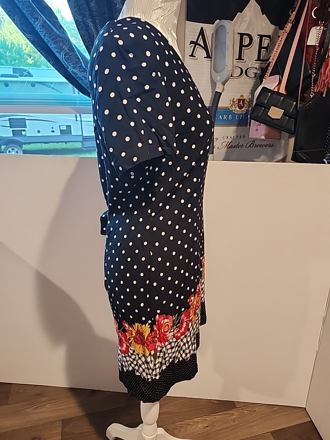 NWT Vintage Paquette Too Black Floral And Pokeadot Midi Size 10