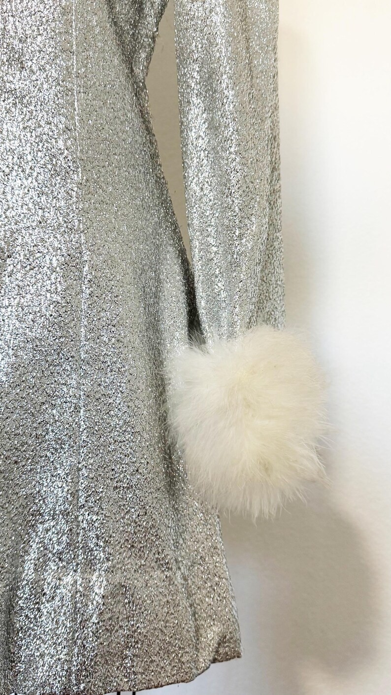 1960s Cocktail Dress / 1960s Party Dress / Silver Lamè Dress / Size Medium
