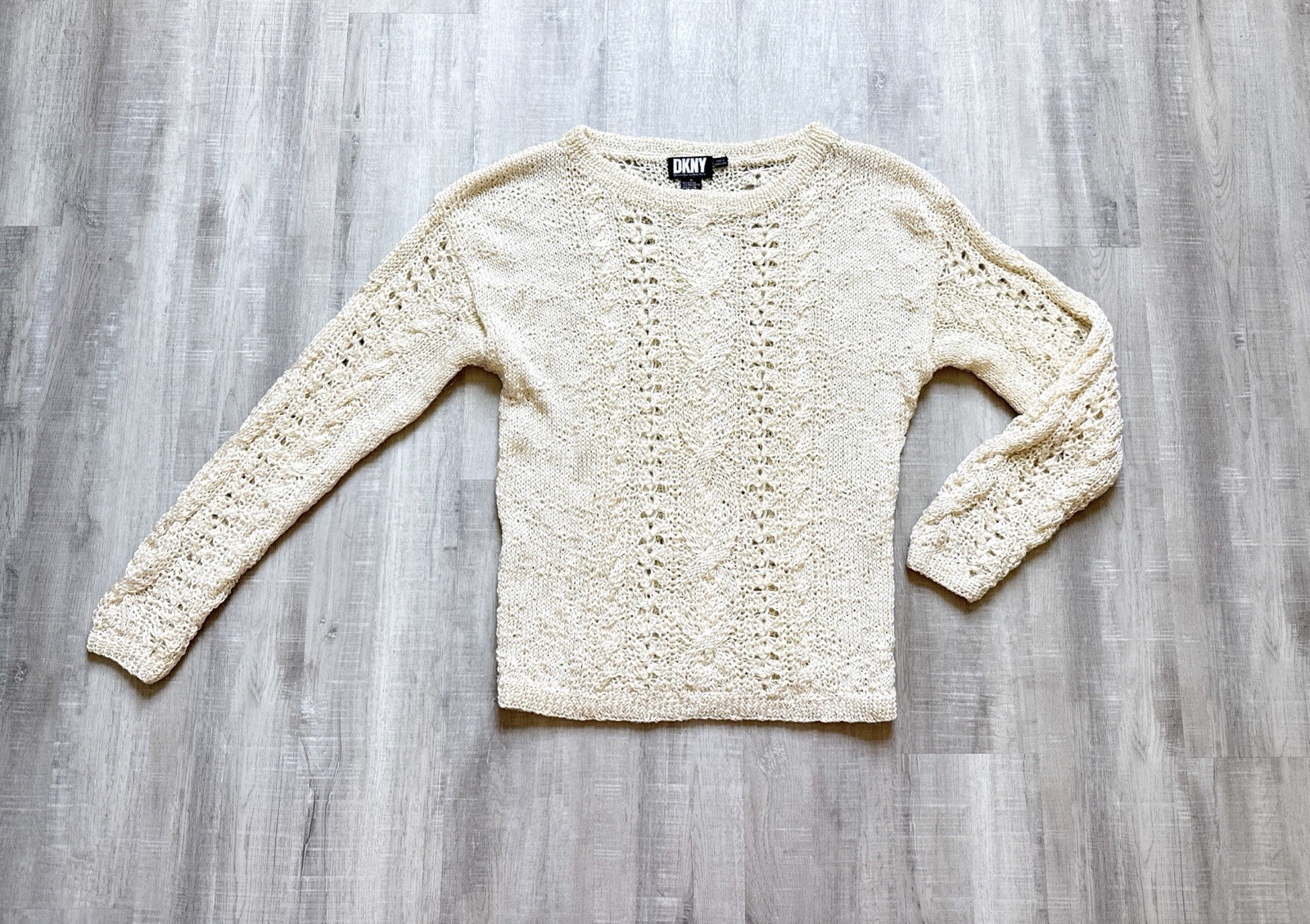 1990s Tunic Length Open Weave Designer Sweater