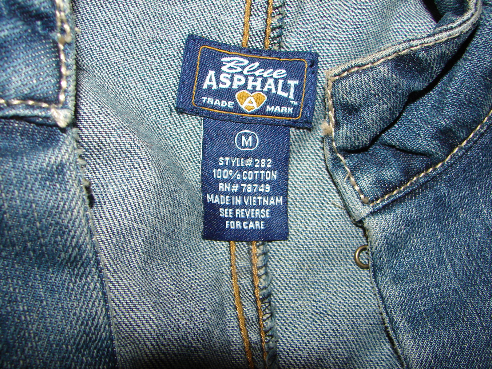 Vintage Blue Asphalt Denim Jean Jacket Coat Size Medium with 6 buttons