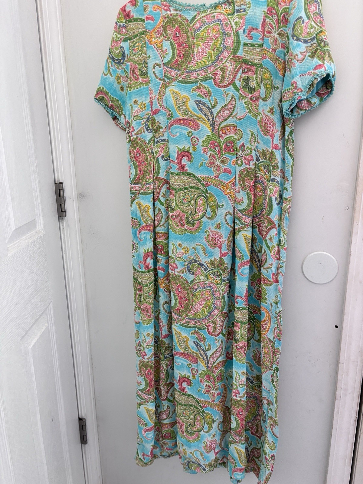Sarah Elizabeth Vintage Cottagecore Prairie Maxi Dress Sz 6 Blue Pink Paisley