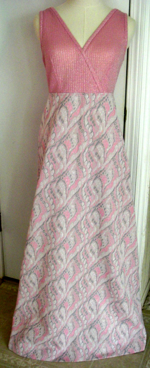 Vintage 60s 70s Mod Hippie Brady Bunch Toni Todd Sleeveless Maxi Dress Sz Small