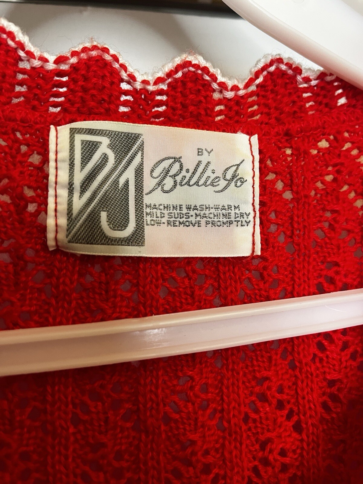 Vintage Billie Jo Red White Short Sleeve Sweater Valentine Size Ladies Medium