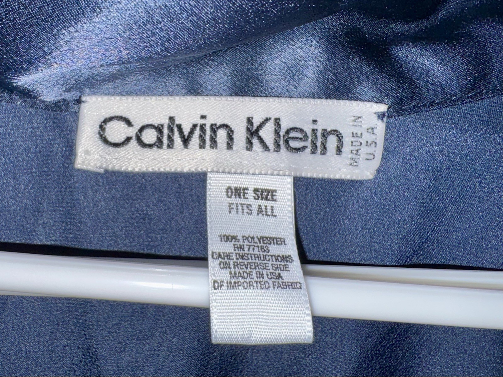 VTG 1989 Calvin Klein Satin Peignoir Set NWT Navy Robe/Nightgown OS/L Deadstock