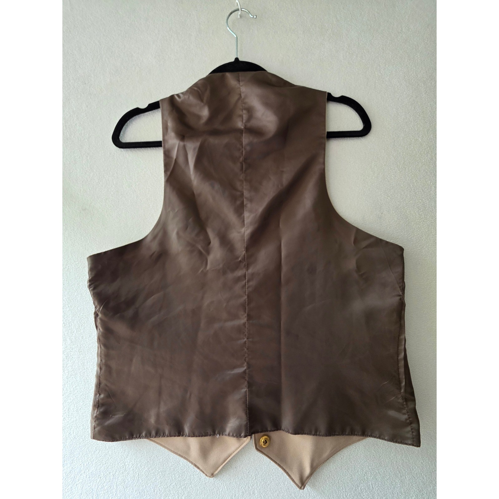 Vintage Sears Perma-Prest Reversible Vest Brown Tan Gold Button Waistcoat 40R