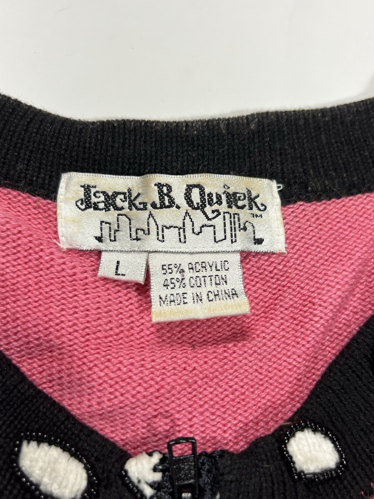 Vintage Embroided Knit Cardigan Sweater Jack B Quick Pink Plants Ugly Sweater