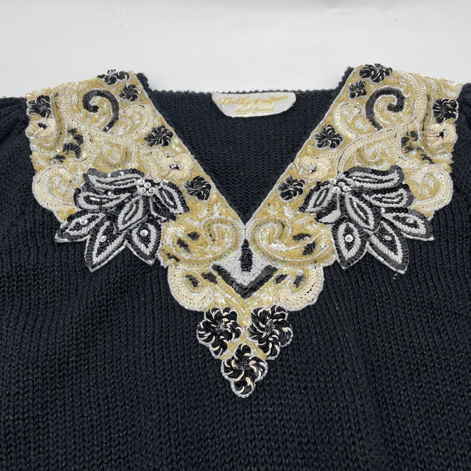 Vintage Lilly of California Sweater Totally 80’s Sequin High Fashion Black