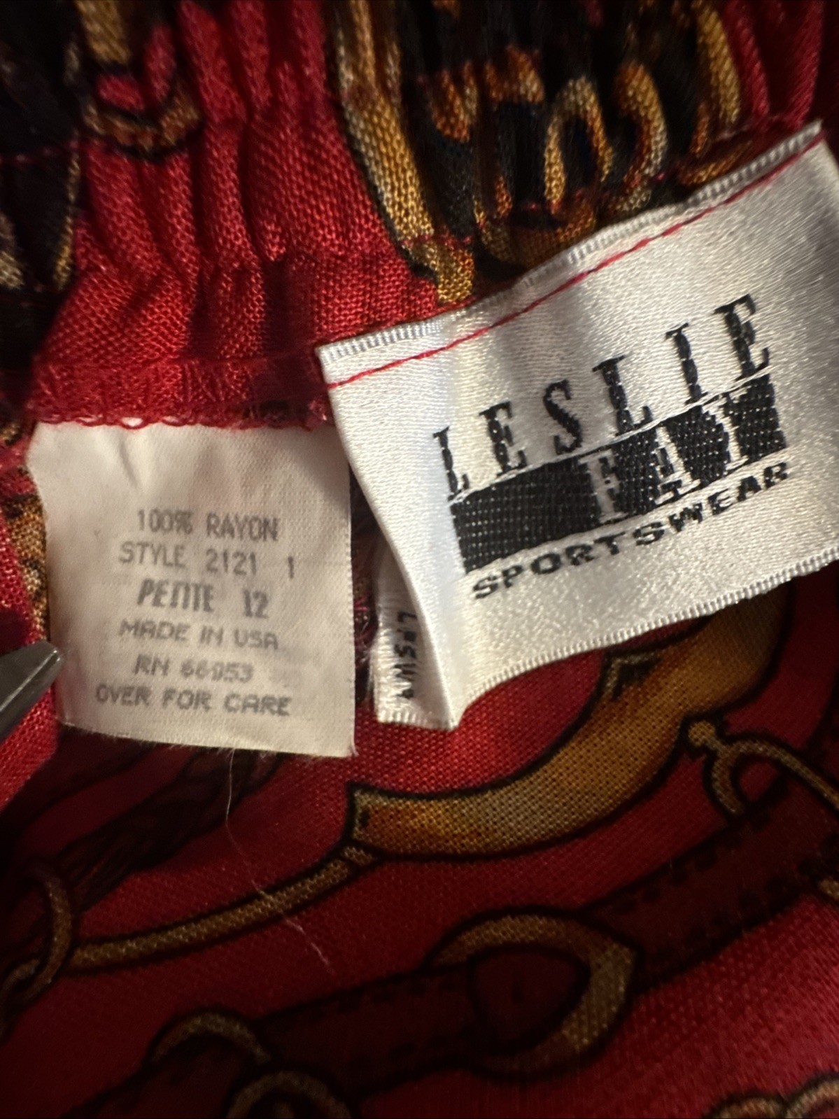 Vtg Leslie Faye Wide Leg Crop Culotte Pant & Blouse Set Equestrian Print 12P