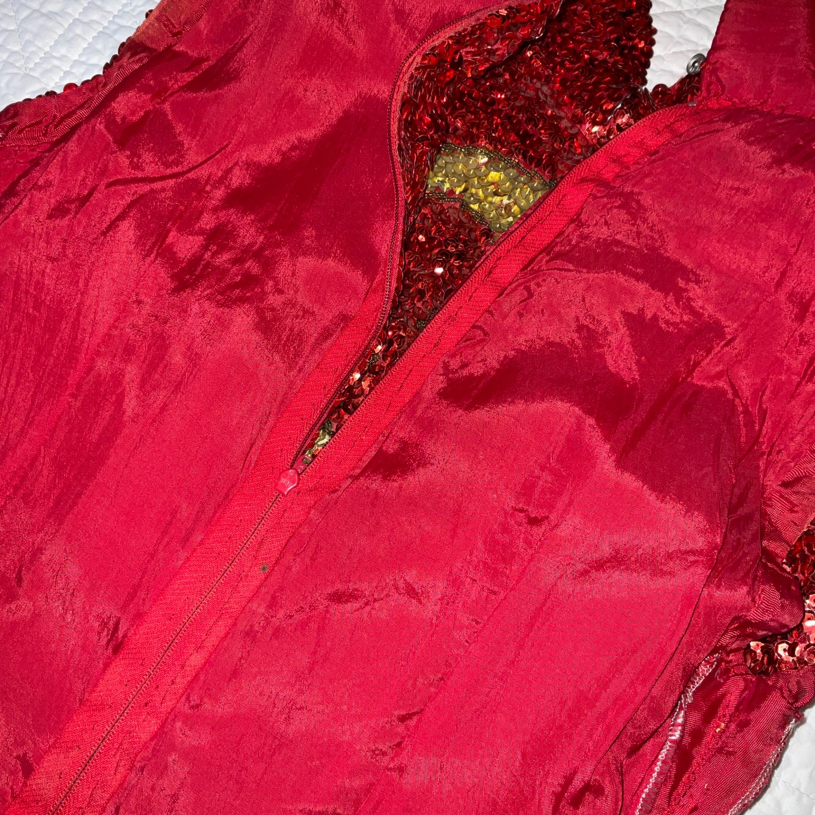 Vintage 50s red sequin dress Womens size XS Chinese cheongsam Qipao movie star