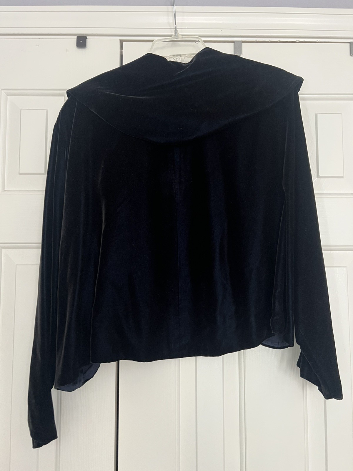 Vintage Linda Allard Ellen Tracy Midnight Blue Cropped Collar Velvet OS Jacket