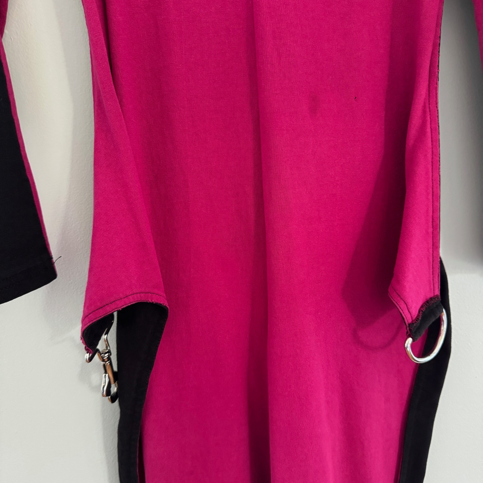 80s vtg BETSEY JOHNSON Black Pink Zipper PUNK LABEL Jumpsuit Catsuit Costume M