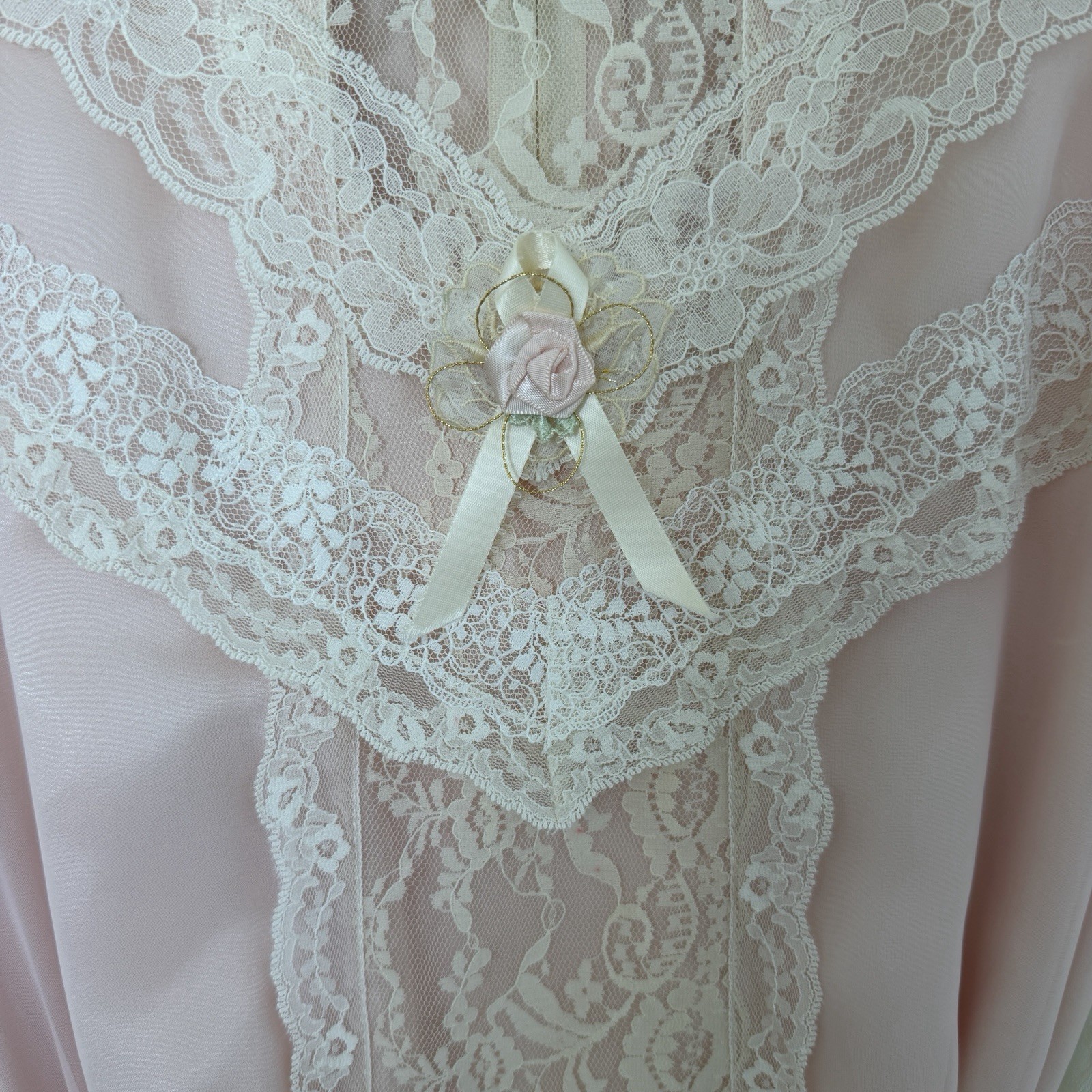 Vtg 70’s Susan Lanes Country Elegance Wedding Dress Sz 10 Pink Victorian Lace