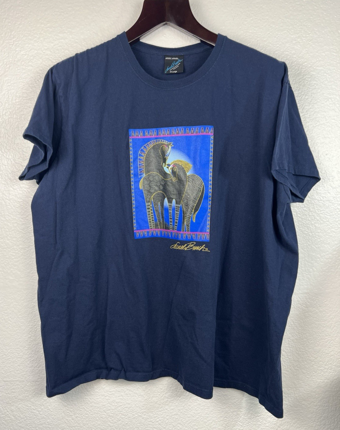 VTG Laurel Burch Tribal Horse TShirt Black Size XXL ART Tee Artistic Apparel