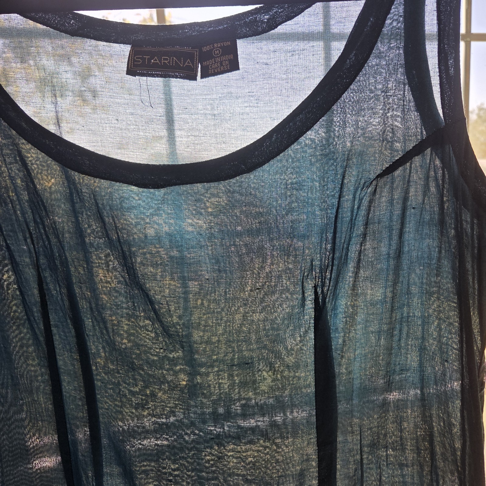 Vtg 90s Starina Medium Dress Shift Sheath Teal Maxi Fairy Grunge Renaissance