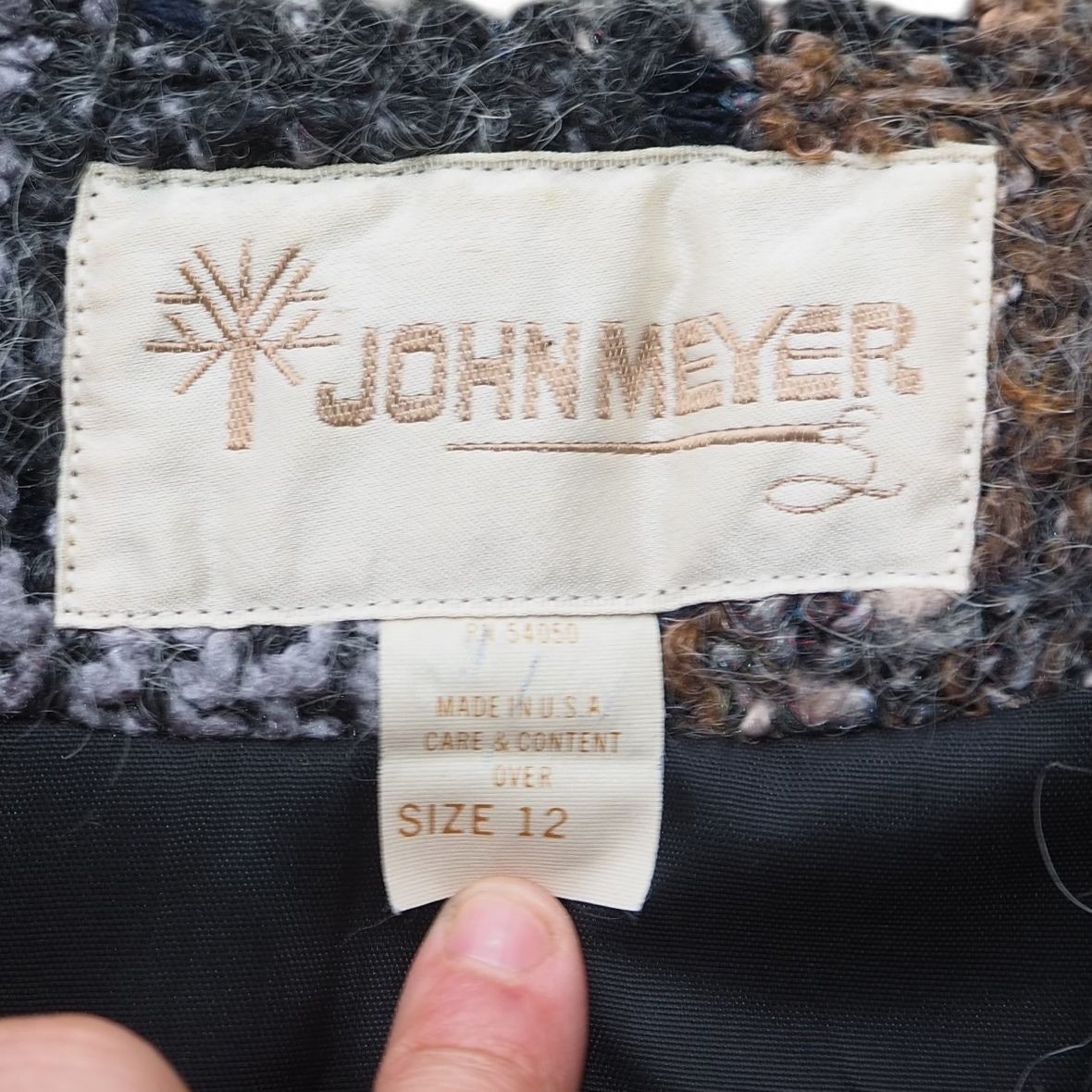 John Meyer Vintage Knit Patchwork Acrylic Mohair Cardigan Sweater Women’s 12