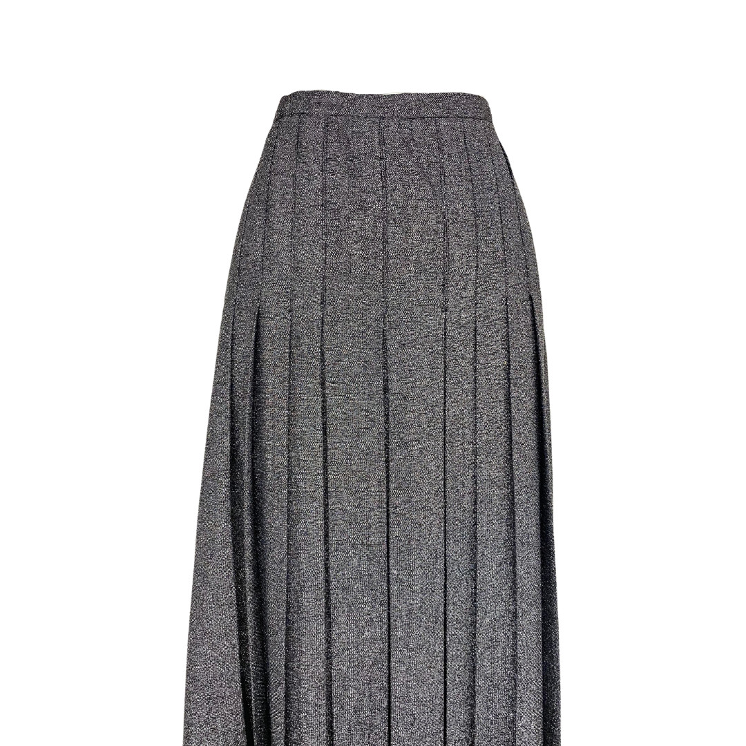 Vtg Vintage 1970s 70s Disco Era Glam Metallic Silver Geoffrey Beene Maxi Skirt