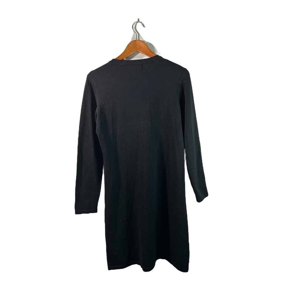 Vintage Whimsigoth Embellished Black Melrose Chic NY Cozy Fall Sweater Dress L