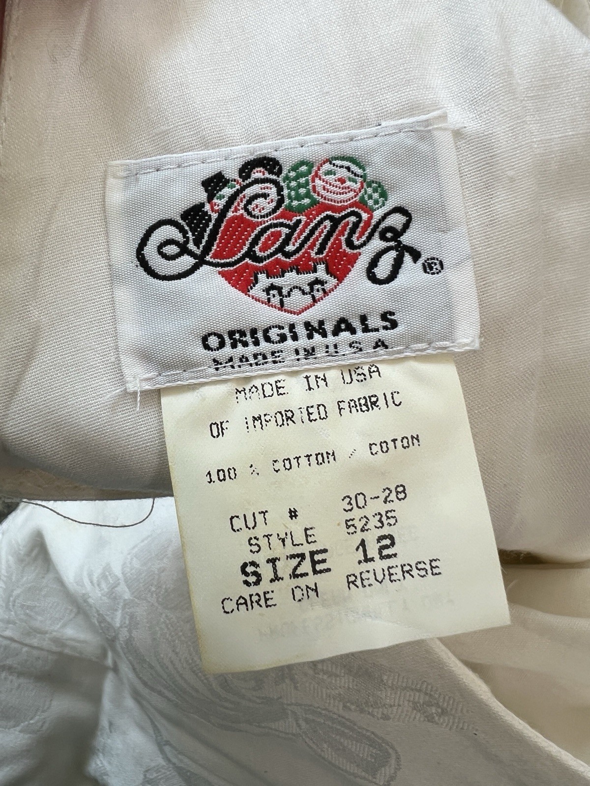 Vintage Lanz Originals Ivory Green Floral Dress Made In USA Women’s Size 12