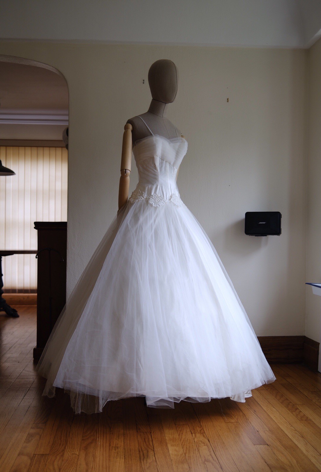 1950s Vintage Ivory Tulle Prom Party Or Wedding Dress