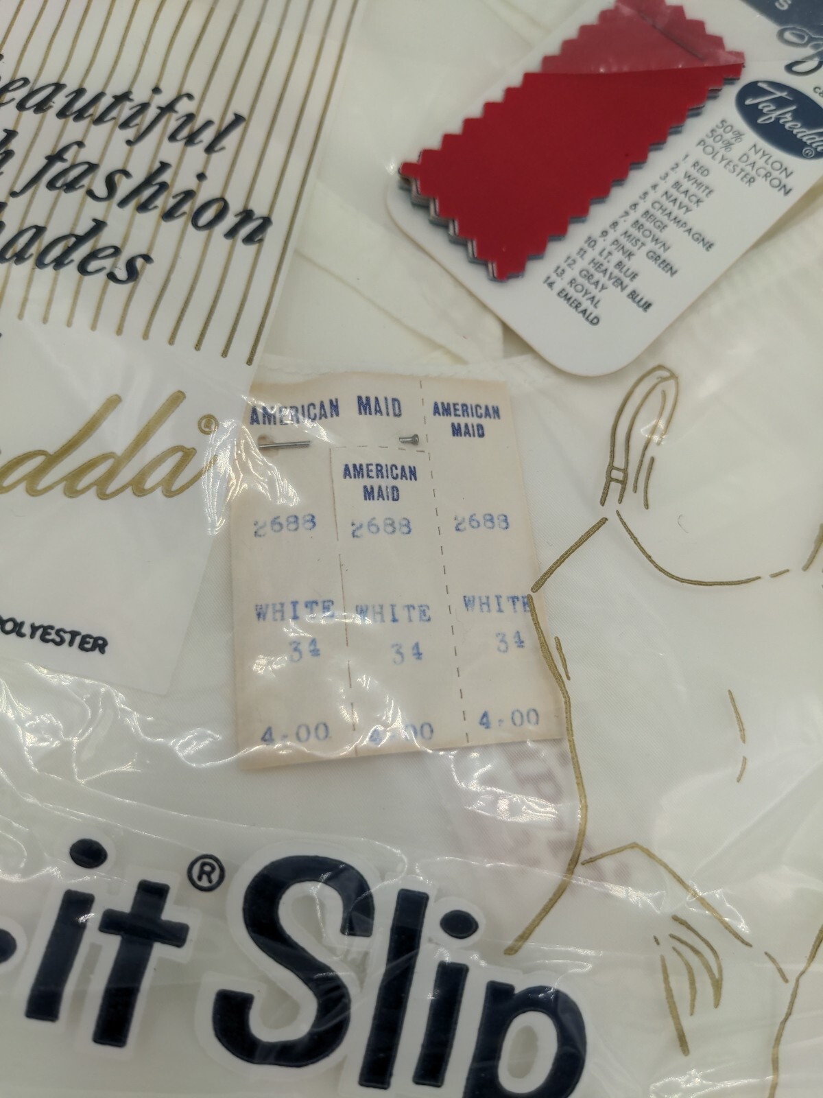 Tafredda Ladies Adjustable Snip It Slip Ivory/White 34″ New Old Stock 1960’s