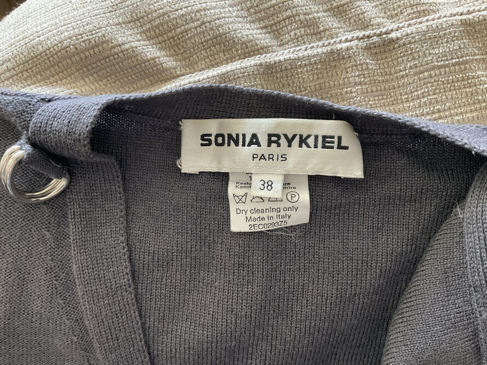 Vintage SONIA RYKIEL Paris Wool Cashmere Grey Cardigan w/ Ties SZ 38 Small
