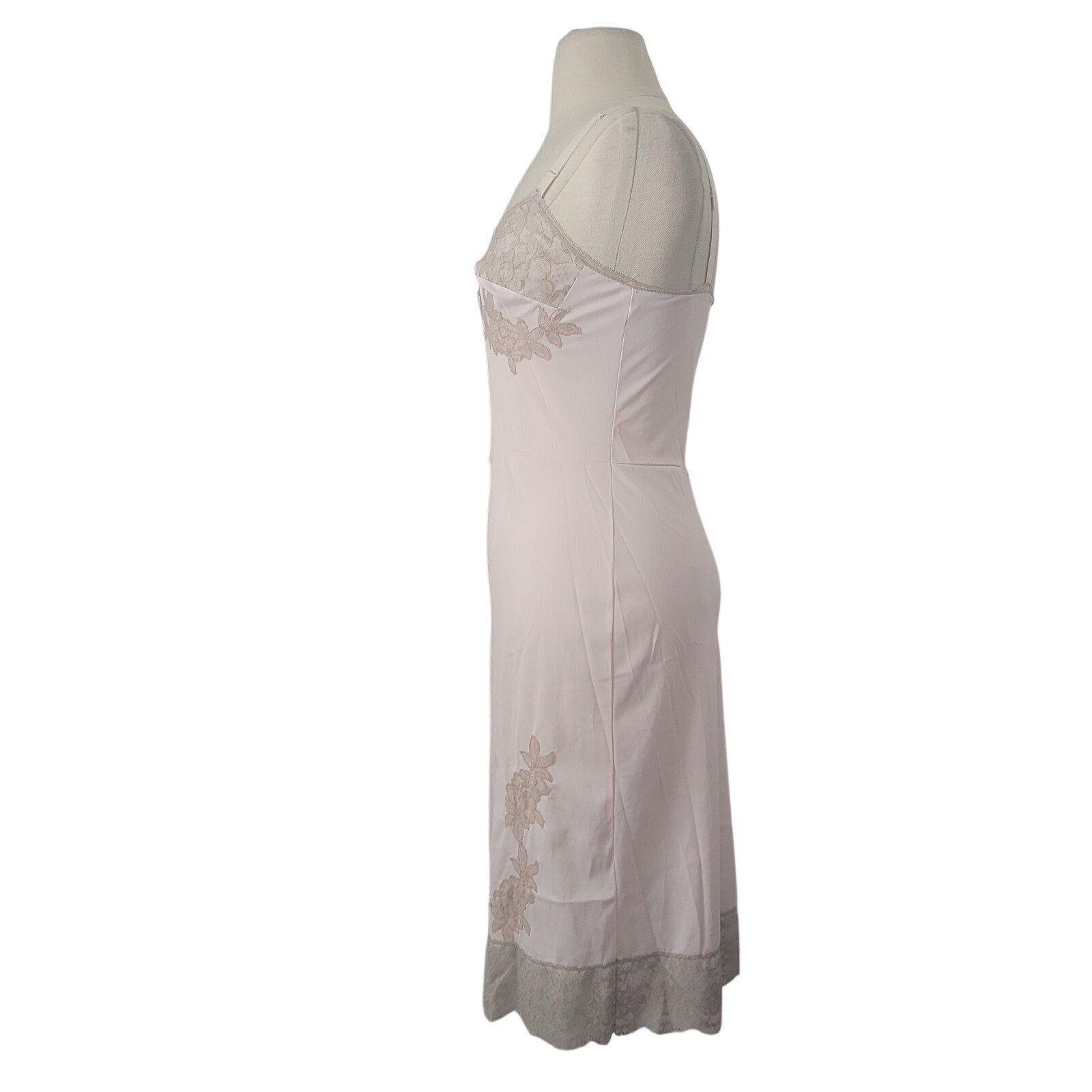 Vintage Charmode Sears Nylon Lace Full Slip Dress Sz 32 Pink Romantic Coquette