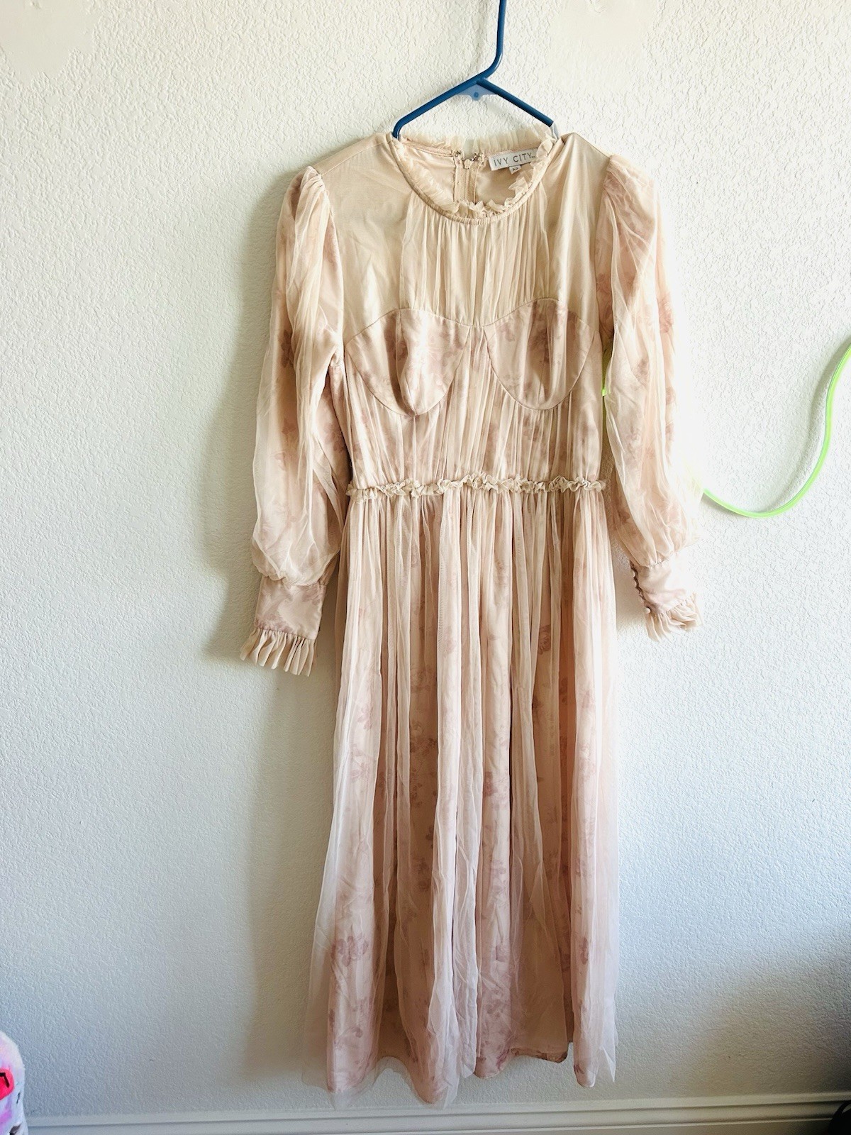 Ivy City Co Last Songbird Dress XSmall Pink Pleated Tulle Gown Cottagecore