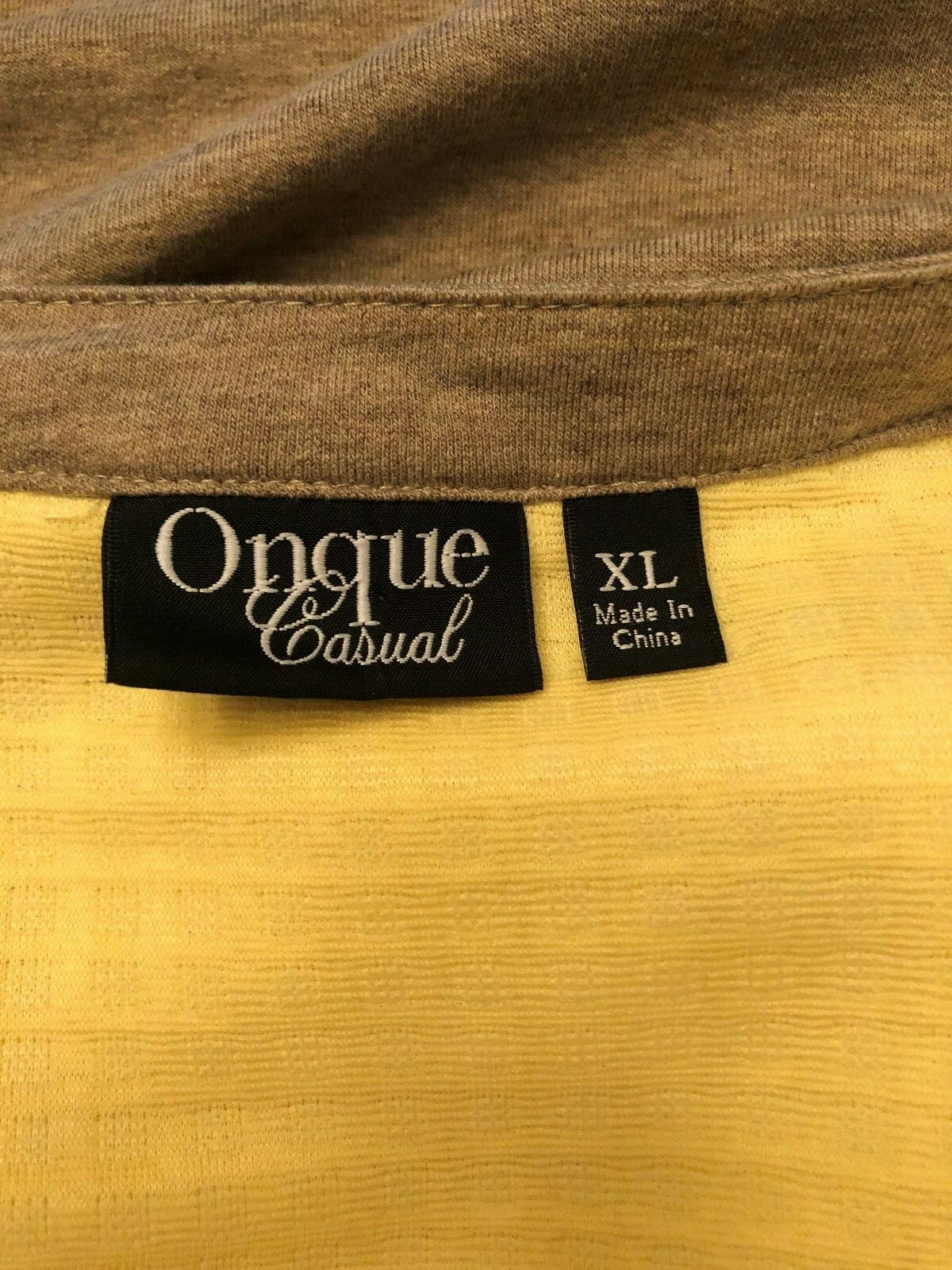 Onque Casual Women’s Jacket Zip Front Yellow Brown Bling on Zipper Pockets XL
