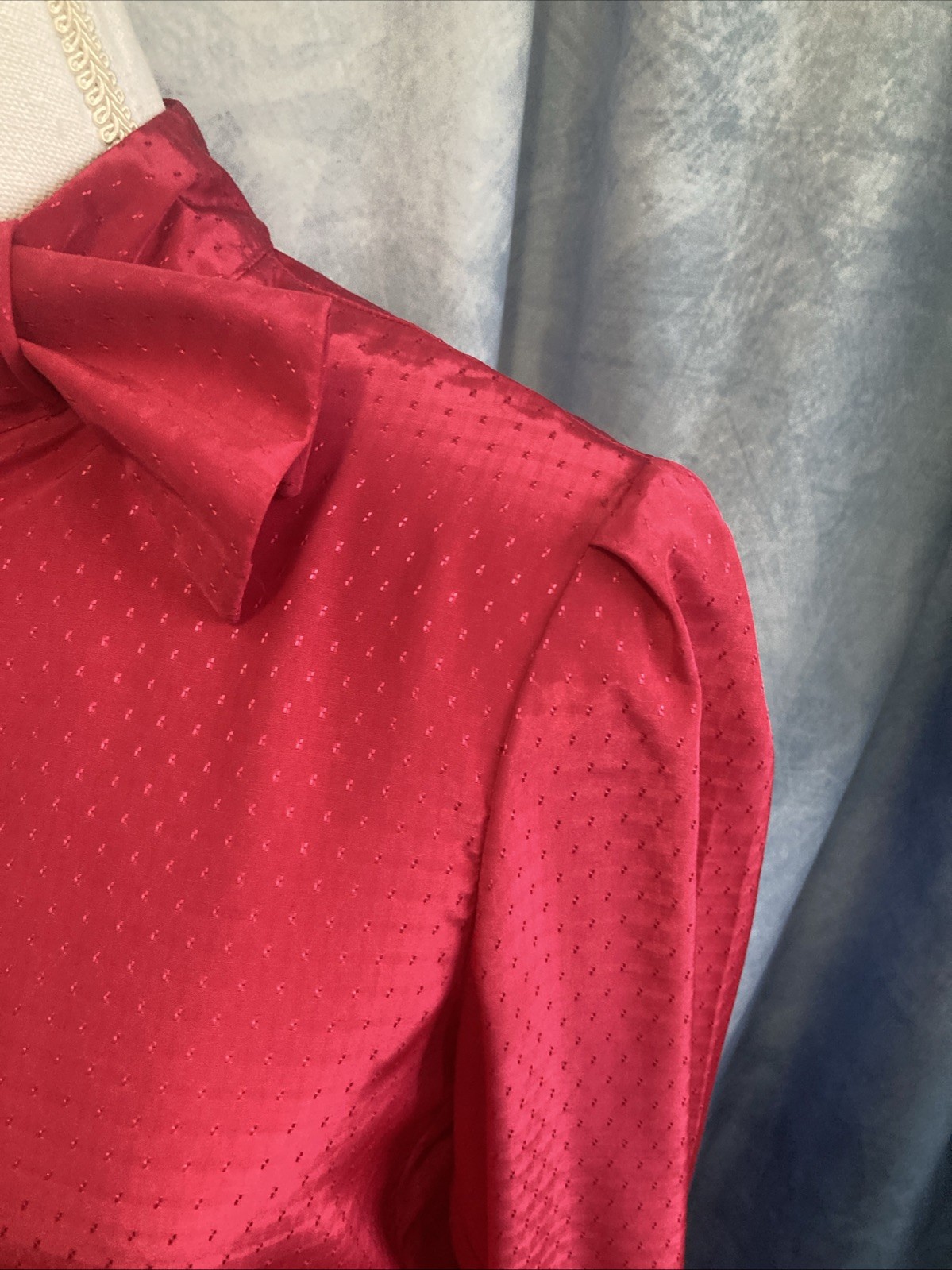 VTG 80s Miss Sophisticates Pendleton Hot Pink Pussybow Secretary Blouse 7/8 XS/S