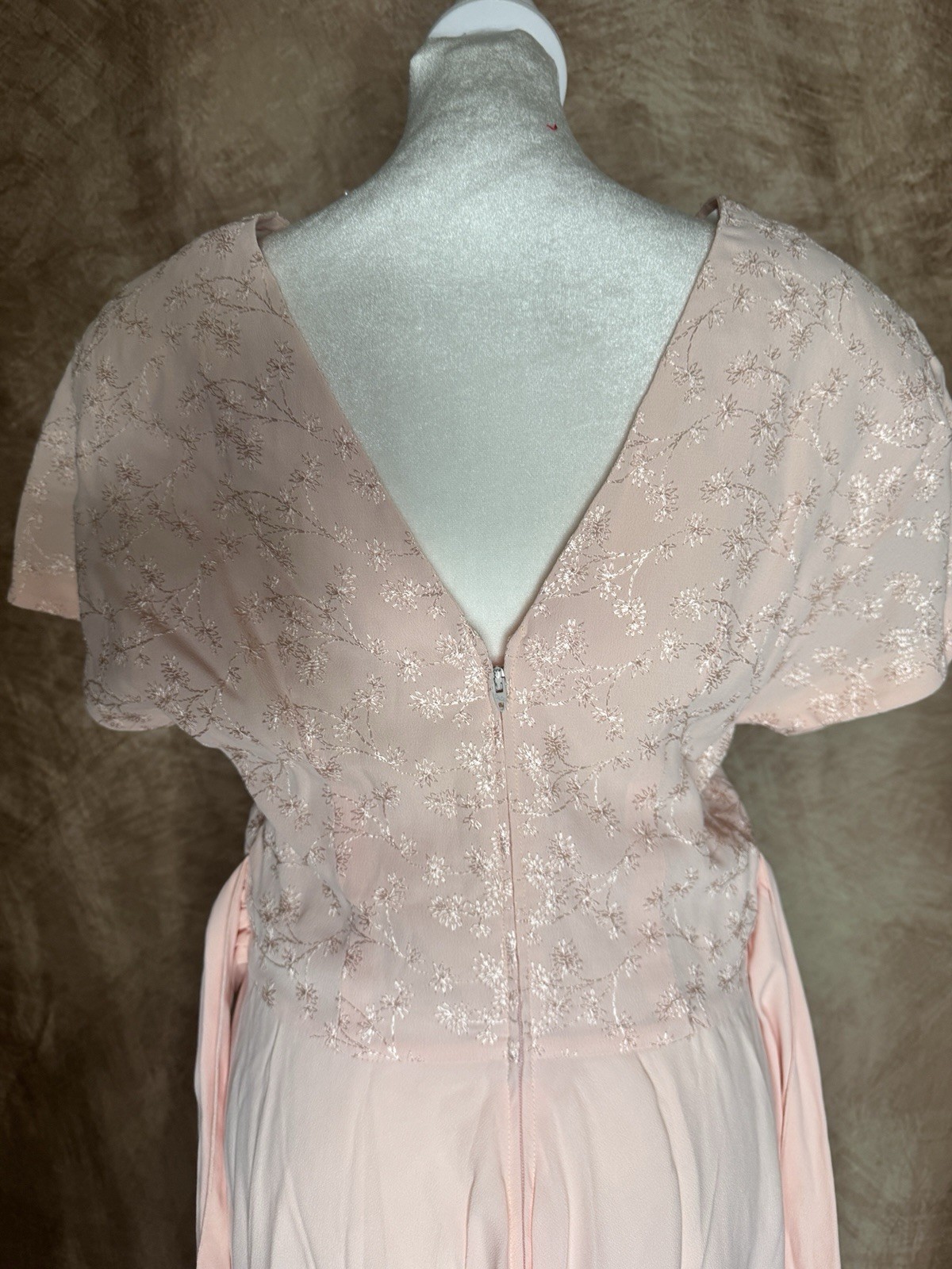 Vintage 80s S Donna Ricco Blush Pink Embroidered Maxi Dress Valentine Romantic