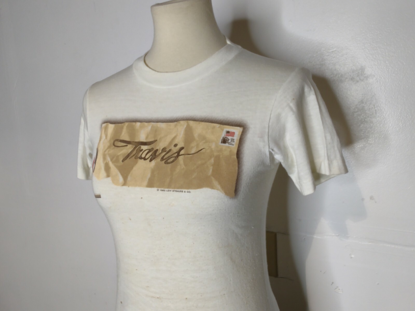 Vintage 80s Levis Fresh Idea Womens T Shirt White XS Travis You’re One Year Late