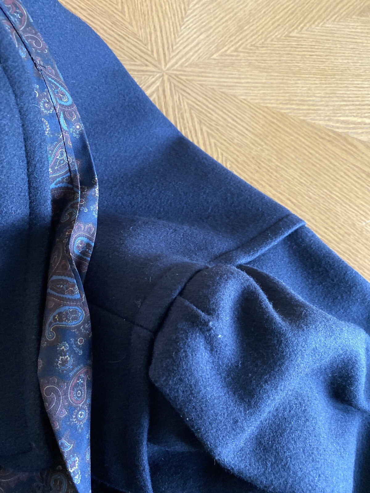 Vintage Jofeld by Forstmann Coat Wool Navy Double Breasted Scarf Pockets Size M