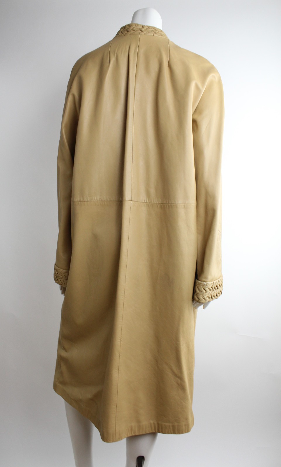 VTG 60s Ledaspain by Gropper Leather Coat Leather Overcoat Banded Collar Minimal