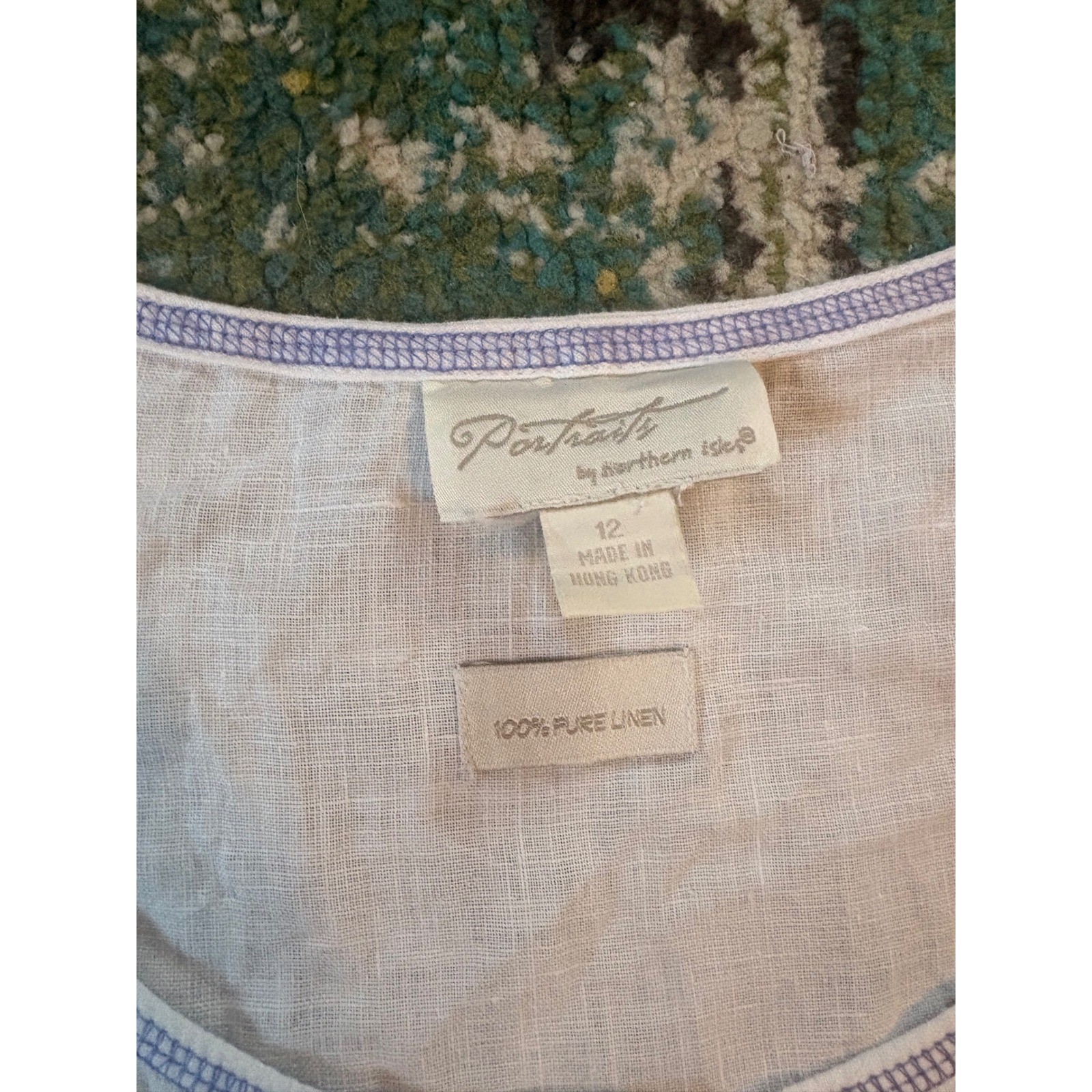 Vintage Portraits by Northern Isles Linen Tank Top Embroidered Coastal Size 12