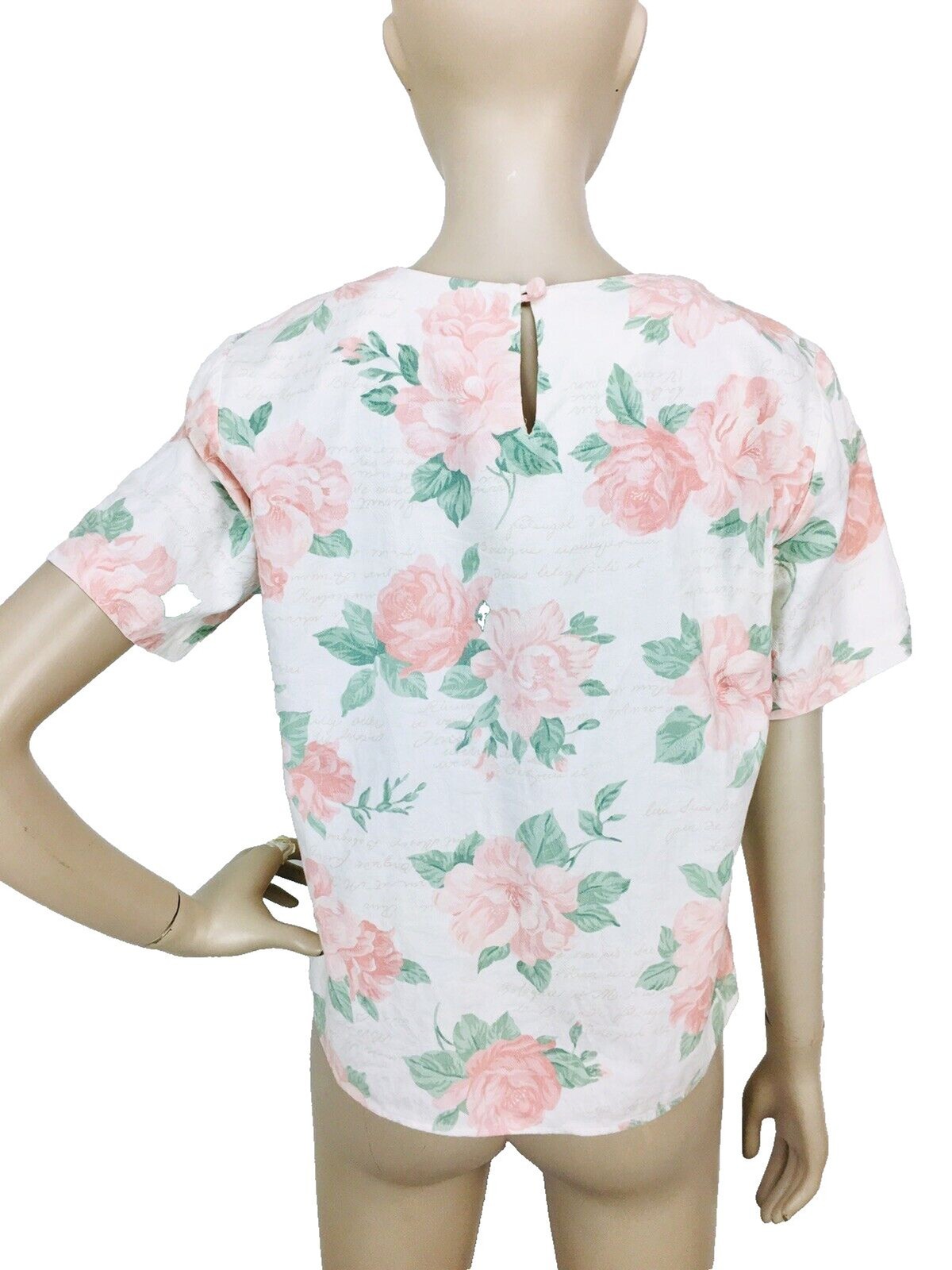 Vintage 80s Lucia French Romance Cottagecore Rose Brocade Love Notes Top