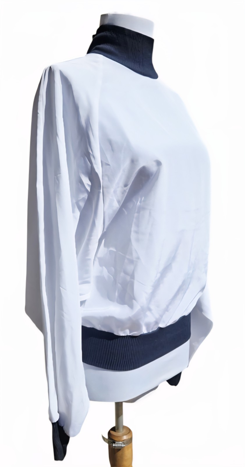 1980s LAURA AND JAYNE Long Sleeve Poly Blouse Elastic Cuffs-Waist-Collar Sz 12