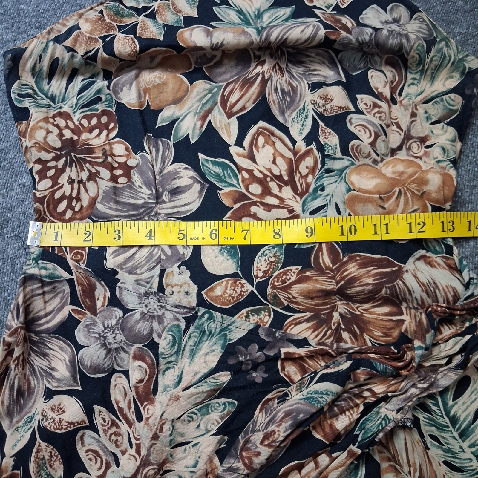 All That Jazz VTG 90s Floral Maxi Dress Halter Neck Tie Waist Brown Black 5/6