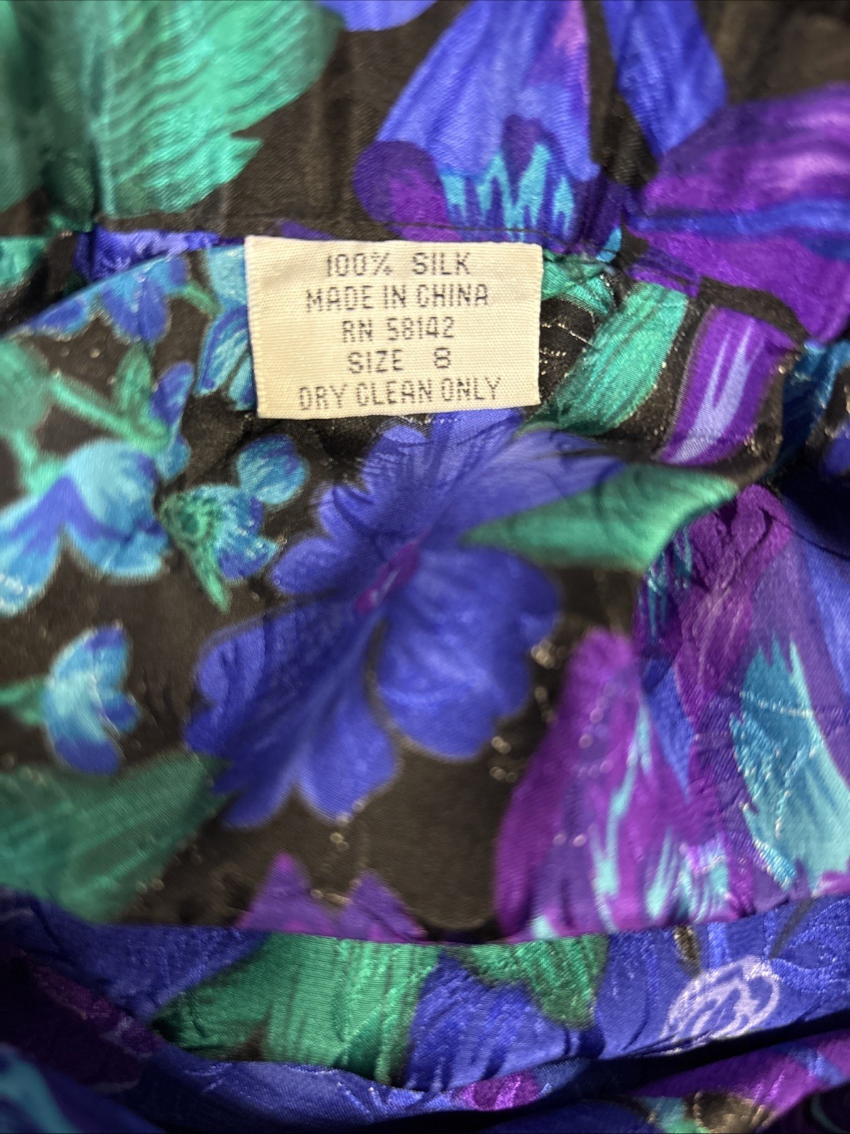 Vintage Talbots Maggy London 100% Silk Suit Size 8 Colorful Floral Purple