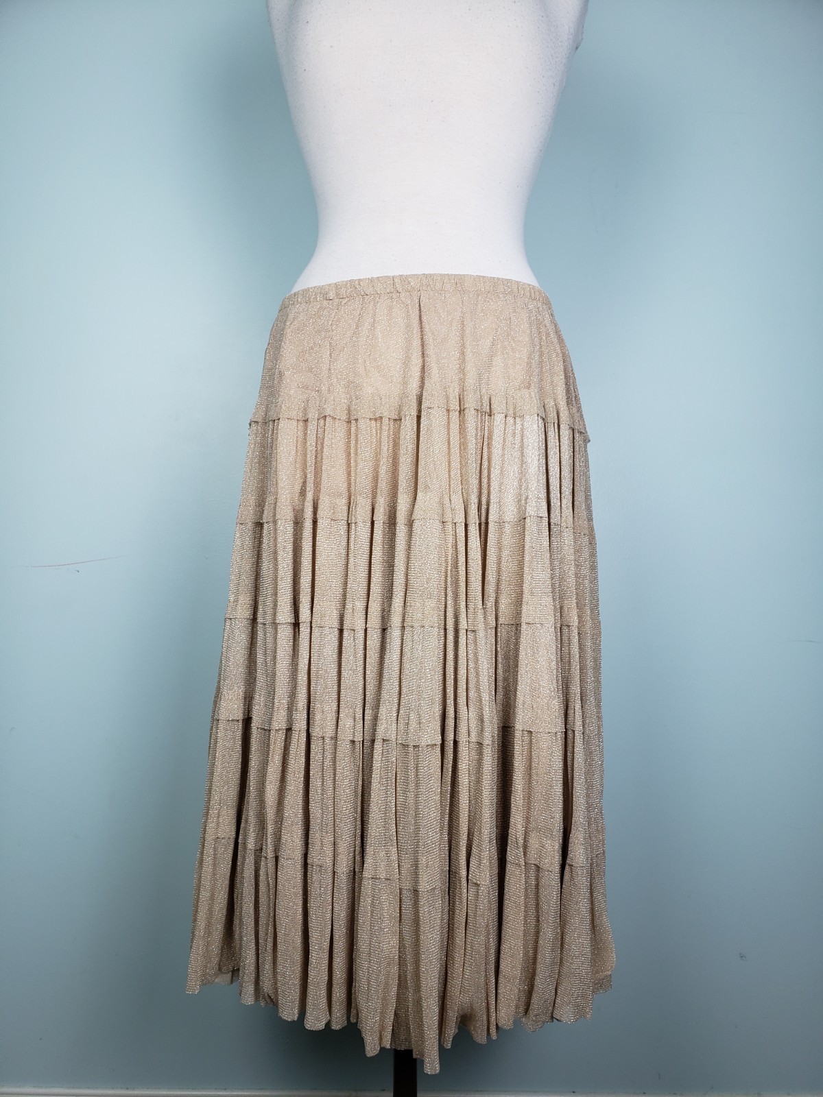 VTG Y2K Alberto Makali Skirt Women XL Midi Skirt Full Tiered Sparkly Low Waist