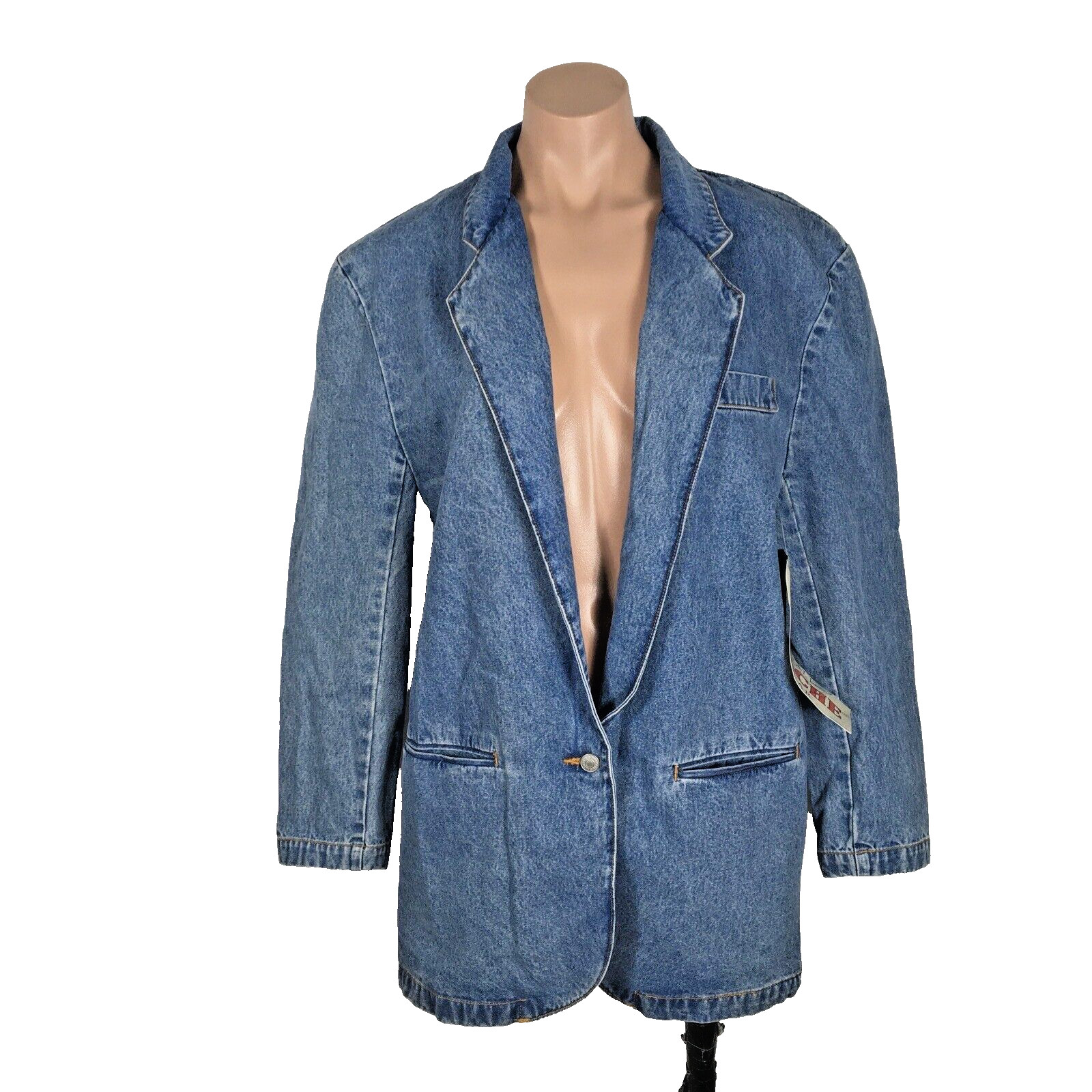 Vintage Jordache Denim Jacket M Blazer Oversized Stonewash Trucker Jean Blue NWT