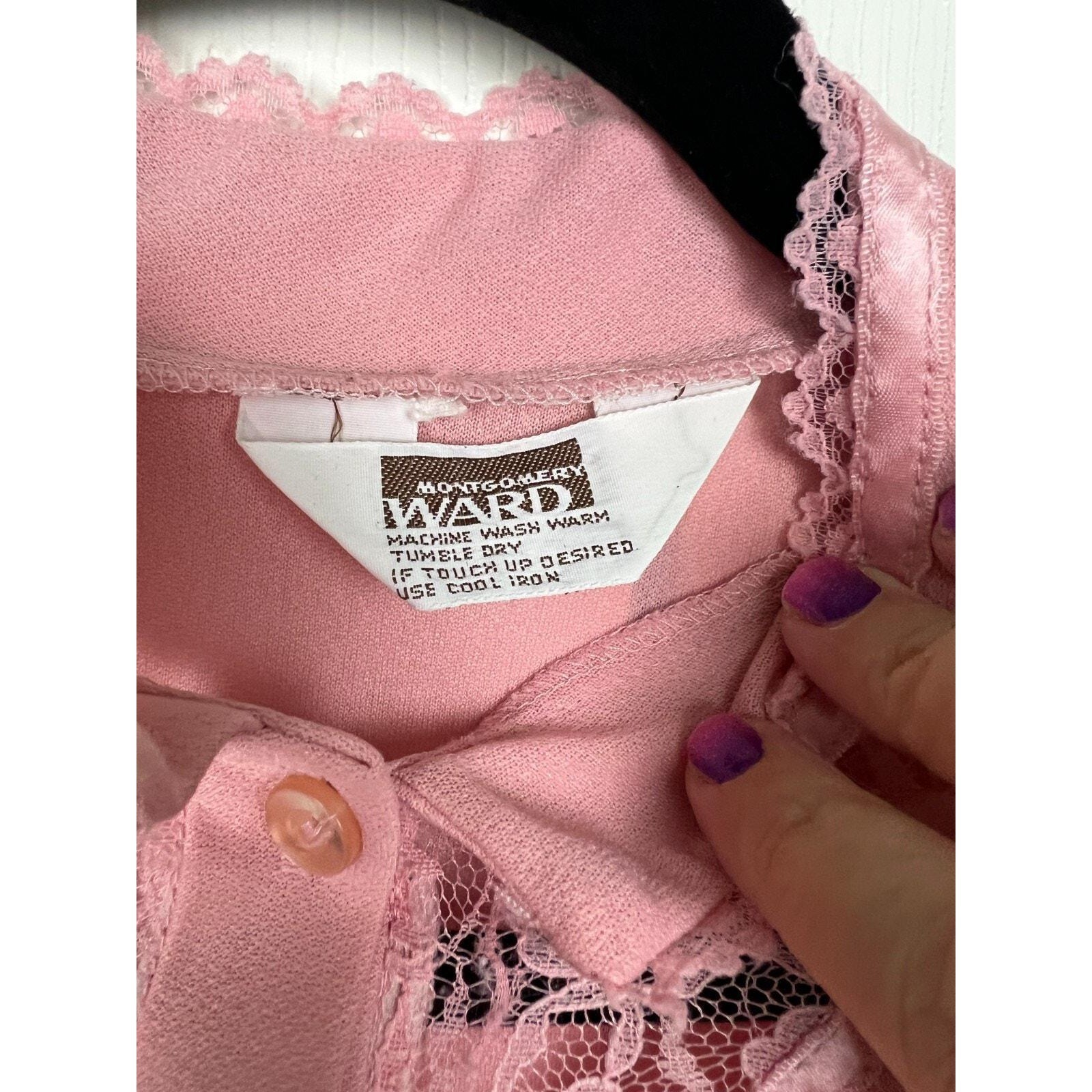 70s Montgomery Ward Pink Lace Prairie Midi Dress Cottagecore Romantic Medium
