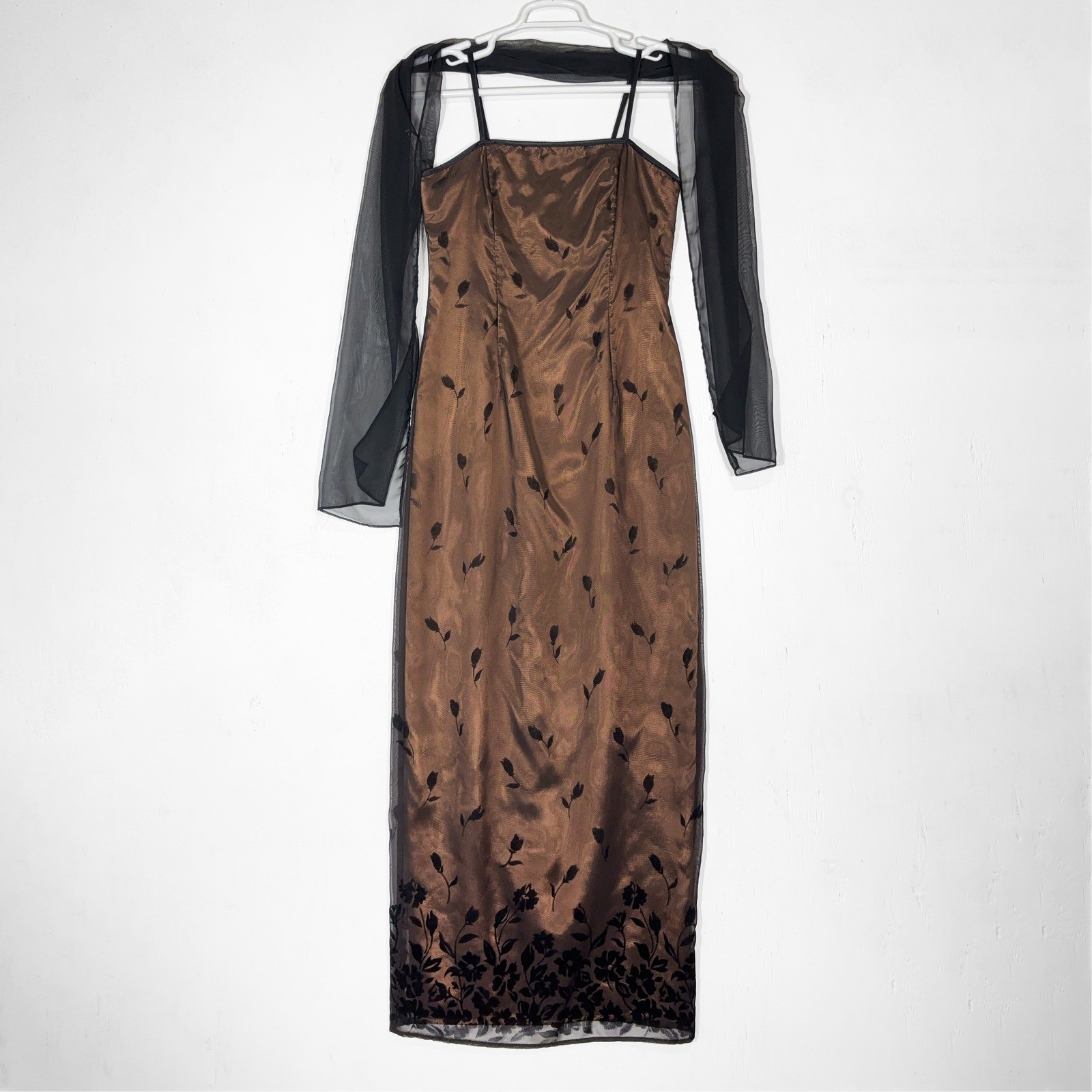 Morgan and Co VTG 90s Y2K Velvet Burnout Maxi Dress Size 9/10 Whimsigoth Prom
