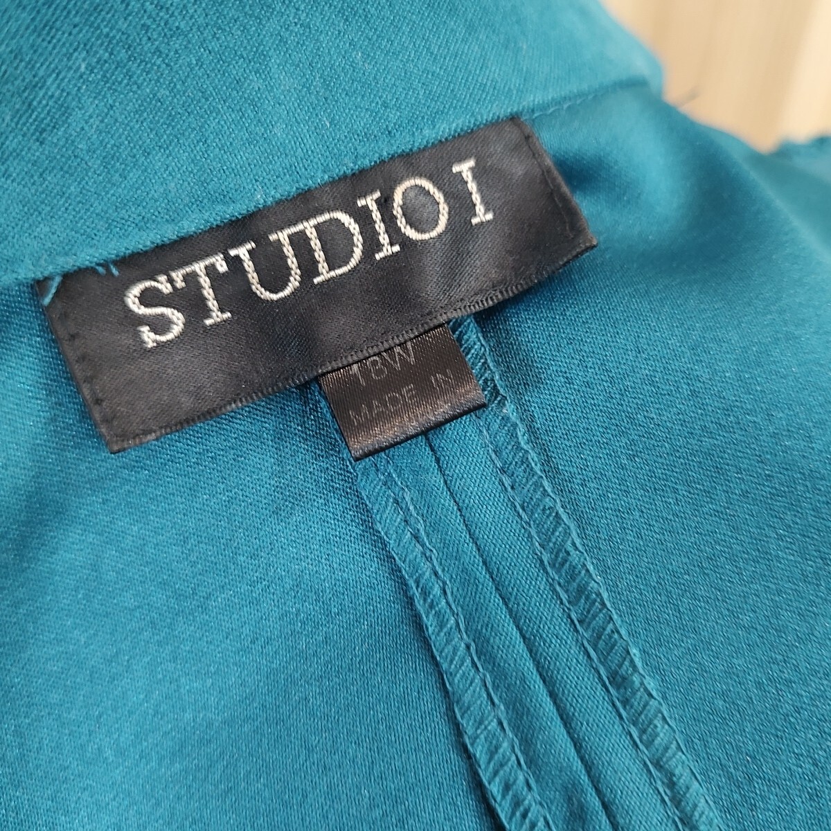 Vtg 1980s Studio I Long sleeve Notch Lapel Velvet Green Blazer Sz 18W Plus