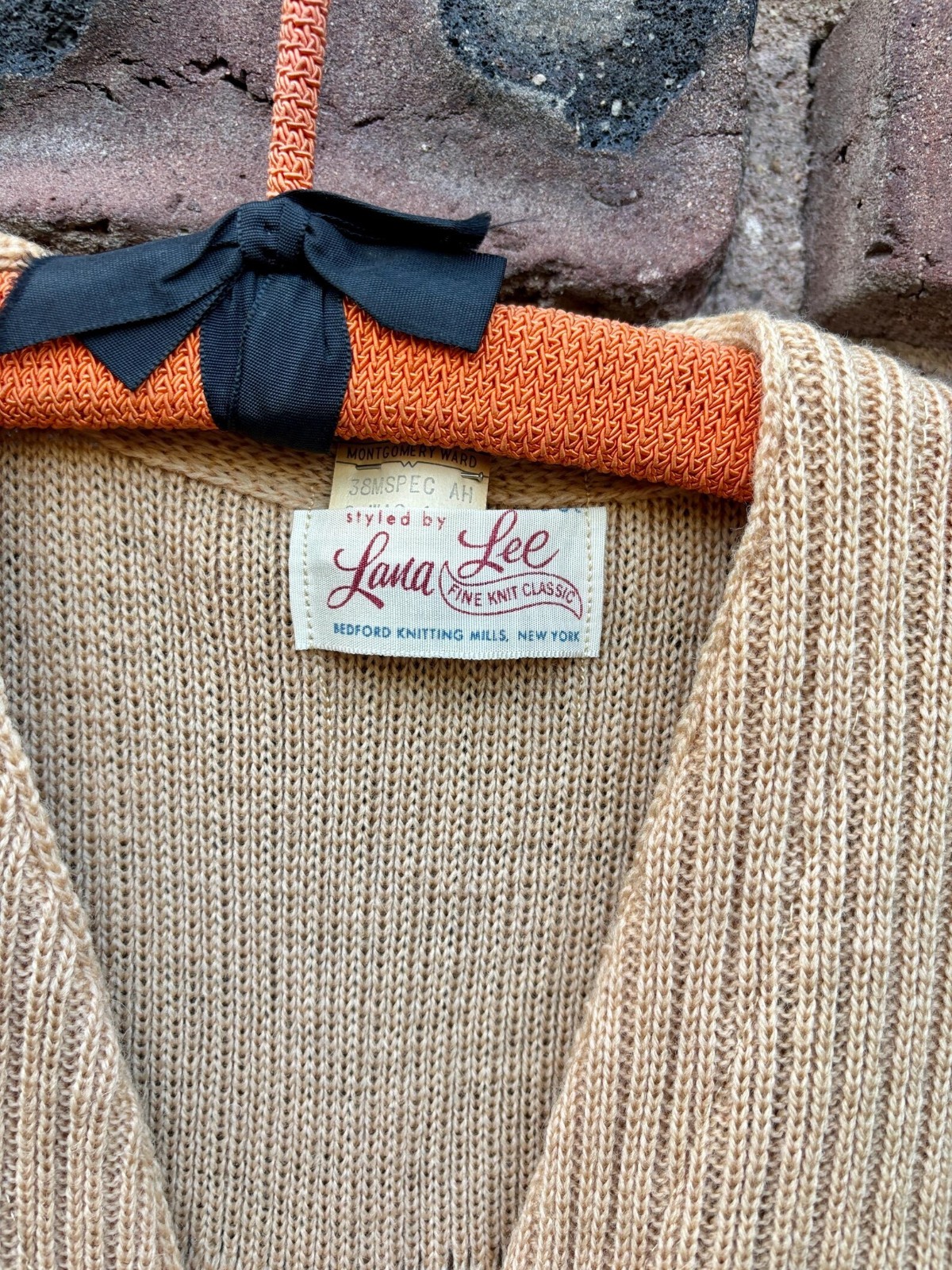 Vintage 1940s Deadstock Wool Cardigan Sweater Lana Lee V Neck Small Medium