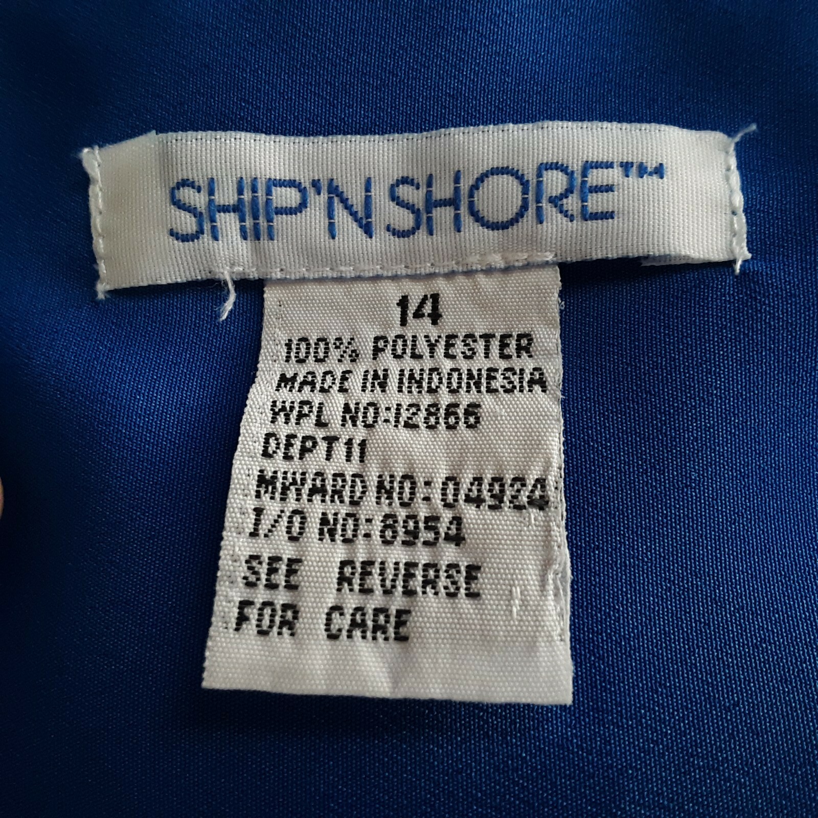 Ship 'N Shore Career Dress Blouse Top Size 14 Blue Classic Metal Buttons Pockets