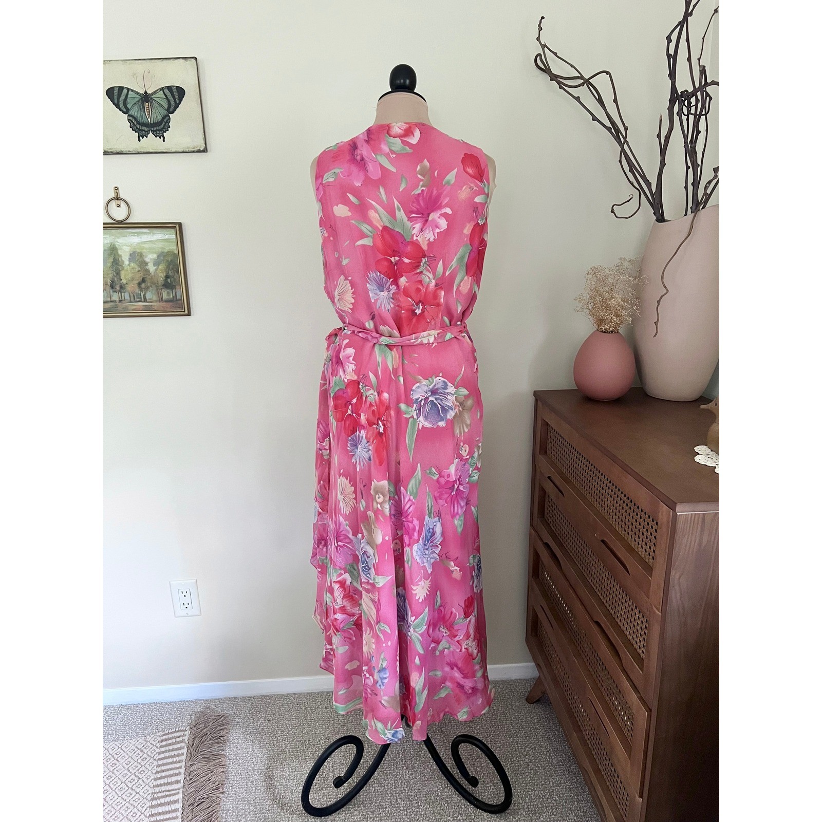 Vintage Lauren Ralph Lauren 1940’s Style Floral Silk Wrap Maxi Dress